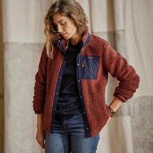 Orvis Women's Rust Sherpa Jacket with Navy Accents